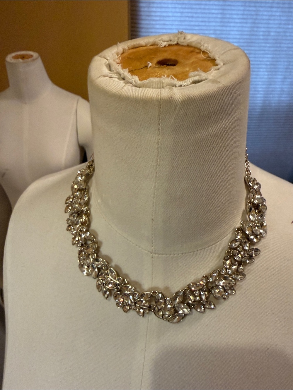 J. Crew Factory Silver Crystal Floral Collar Necklace